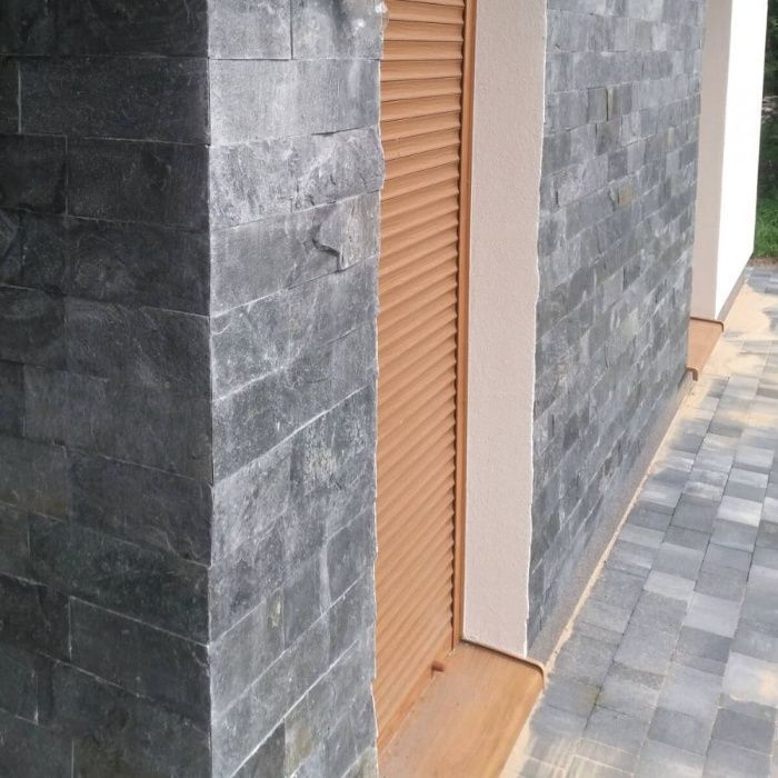 Płytki łupek Panel Kamienny Silver Grey 30x10cm / elewacja Kwarcyt elewacja Kwarcyt szary kwarc błyszczący płytka elewacyjna na ścianę na zewnątrz