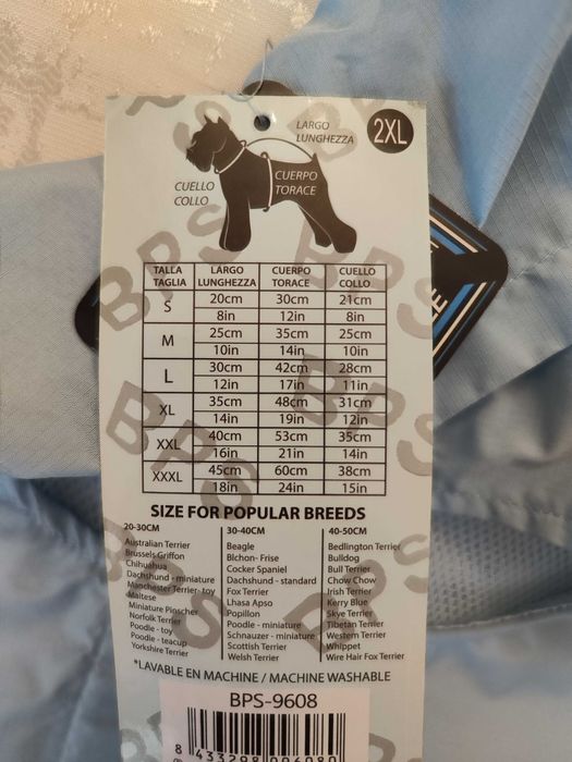 Casaco impermeável leve para cães – Tamanho 2XL (novo)