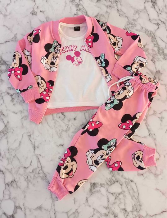 Komplet myszka MINNIE bluza spodnie bluzka ocieplany 134 140