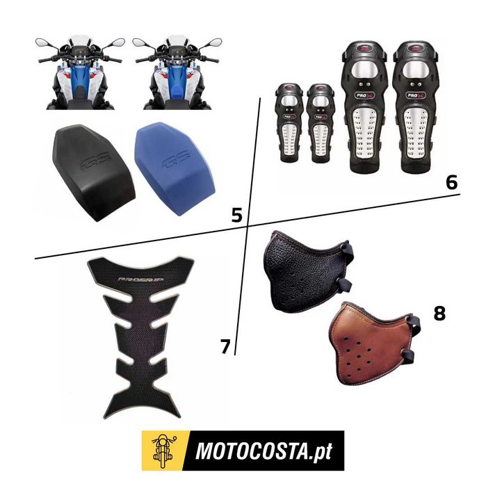 Proteção Moto - Luvas, Joelheiras, Máscaras e Depósito - MOTOCOSTA