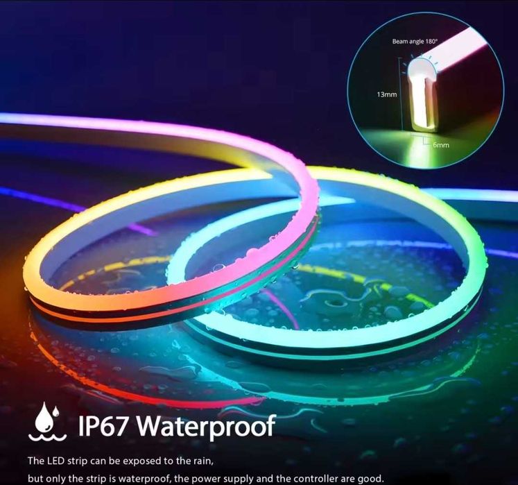 Розумна гнучка LED RGB неонова стрічка 10 м з USB, пультом і Bluetooth