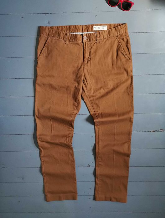 штани чінос w34 livergy коричневі з еластаном завужені slim fit
