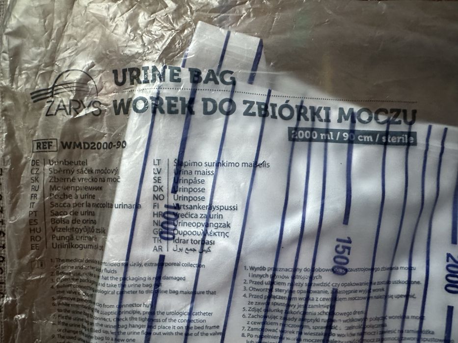 Worek na mocz 2 litry, 37 sztuk