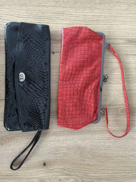 Zestaw 2 eleganckich torebek wieczorowych – czarna i czerwona