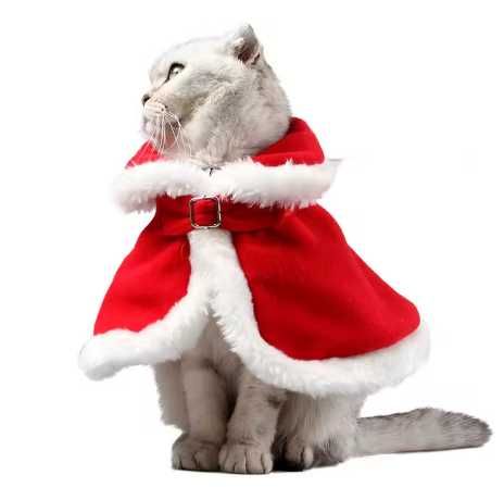 Przebranie Narzutka kamizelka Św. Mikołaja dla kota psa na rzep