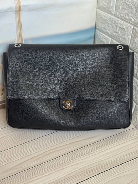 Сумка chanel maxi flap шкіряна чорна