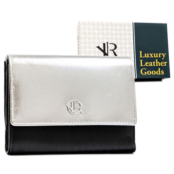 damski portfel ze skóry naturalnej na zatrzask - rovicky