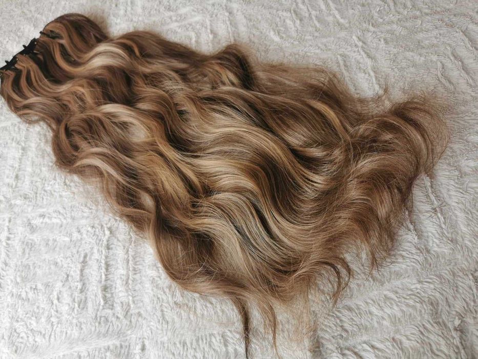 Doczepiane włosy clipin 65cm blond orzechowy brąz
