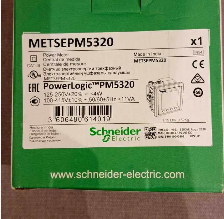 Nowy Schneider miernik parametrów sieci LCD METSEPM5320 Modbus TCP/IP