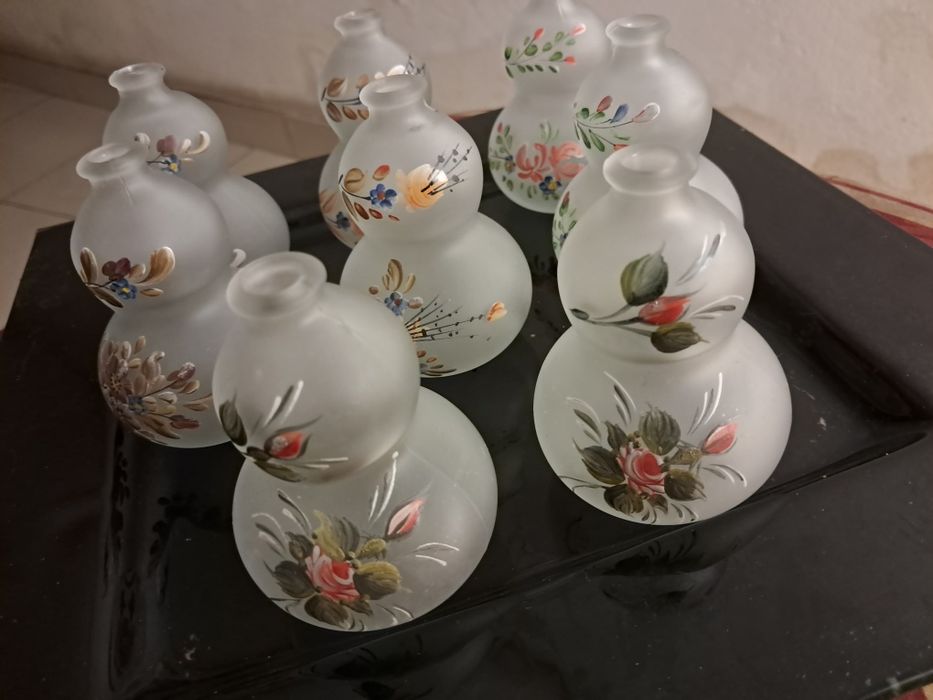 Peças de vidro pintadas á mão
