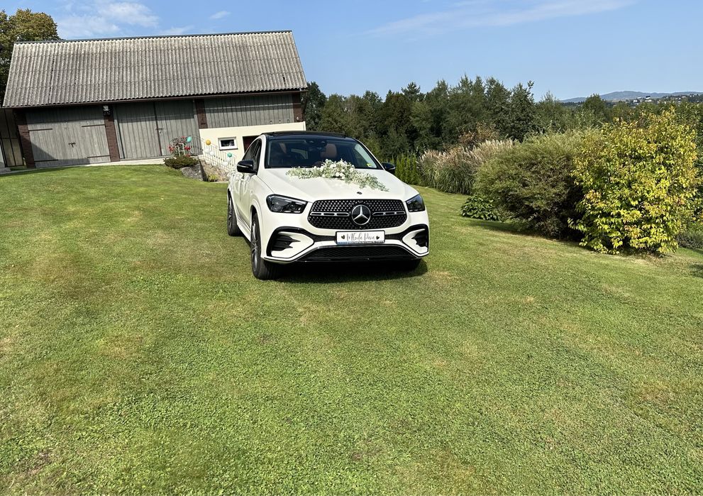 Samochód Biały Mercedes GLE Coupe auto do ślubu AMG Nowy Sacz okolice
