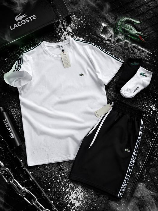 LUXE -30%!Чоловічий літній спортивний костюм Lacoste білий