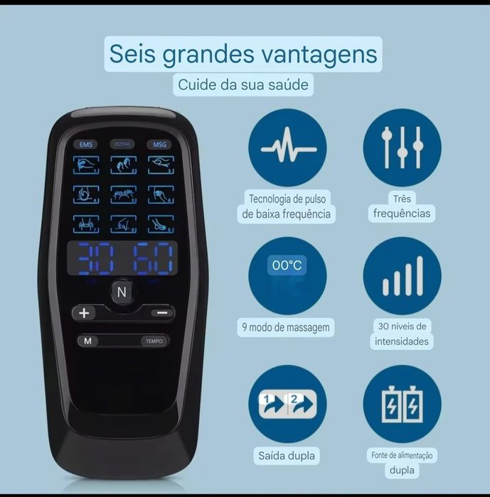 Eletroestimulador digital 4 vias EMS + TENS fisioterapia massagem Novo