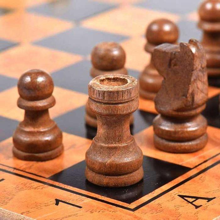 Gra w SZACHY WARCABY TRYTRAK 34 X 34 cm. Drewniane Zamykane 3w1 DUŻE