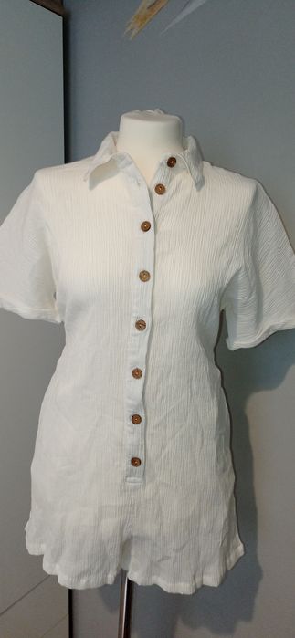 ASOS DESIGN – Biały krotki kombinezon na lato len rozmiar 36/38