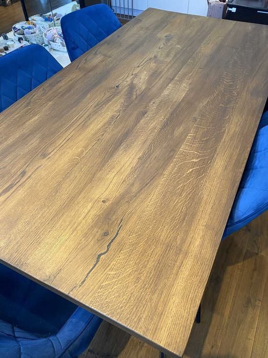 Dębowy stół 180x90cm – lite drewno, dąb heban
