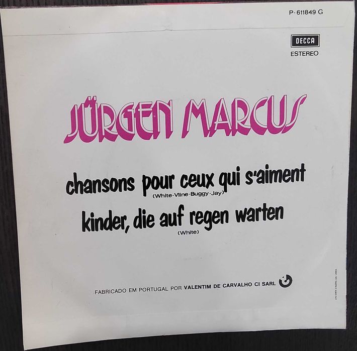 Vinil Single - Jürgen Marcus - Chansons Pour Ceux Qui S'aiment