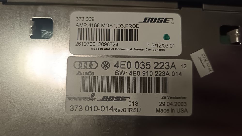 Głośniki Audi A8 D3 BOSE, Wzmacniacz