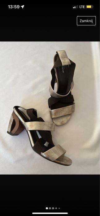 Sandałki na obcasie brązowo szampańskie audley 40