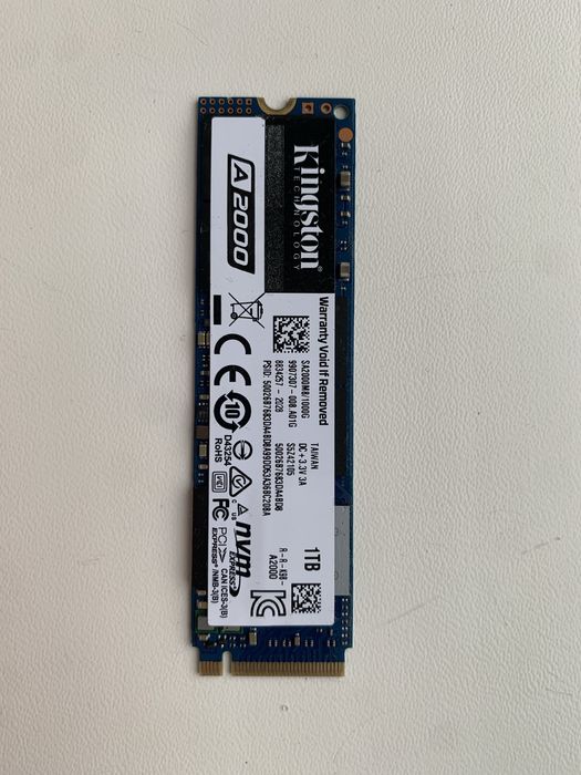 SSD диск Kingston A2000 1TB NVMe M.2 2280 PCIe 3.0 x4 3D NAND TLC