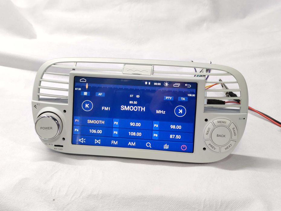 Radio 2 DIN Android 13 Fiat 500 Branco – GPS WIFI CarPlay - Novo