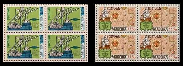 Série de 2 quadras de selos novos - Descoberta da ilha Madeira - 1981