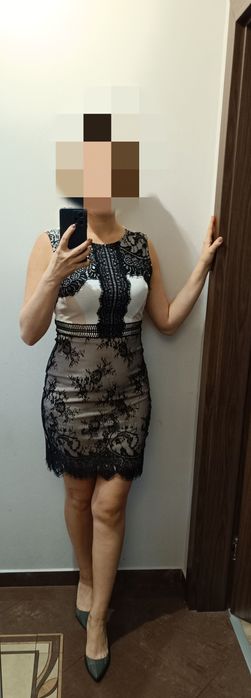 Emamoda 38 M koronka sylwester koronkowa sukienka mini sexi Zara mohit