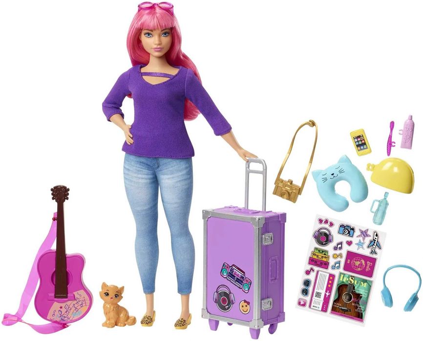 Barbie Daisy w Podróży–Zestaw z Walizką i Akcesoriami (Mattel FWV26)