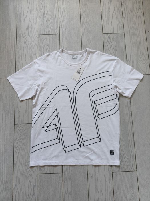 Koszulka męska 4F biała M z mega logo oversize 192