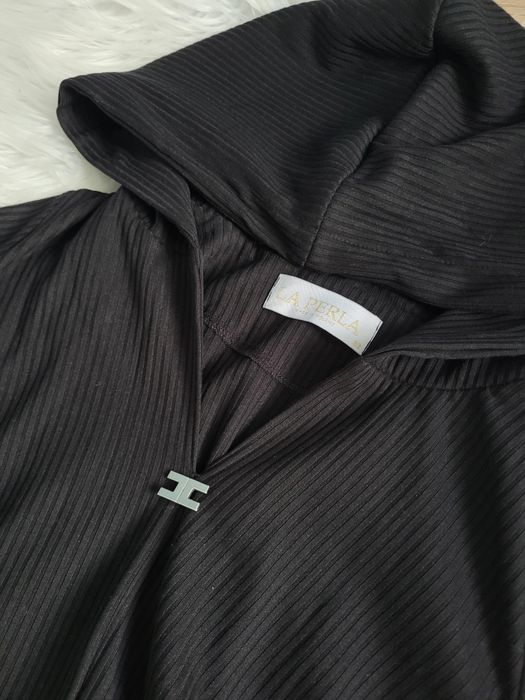 Dres la perla czarny prążek komplet bluza dzwony s