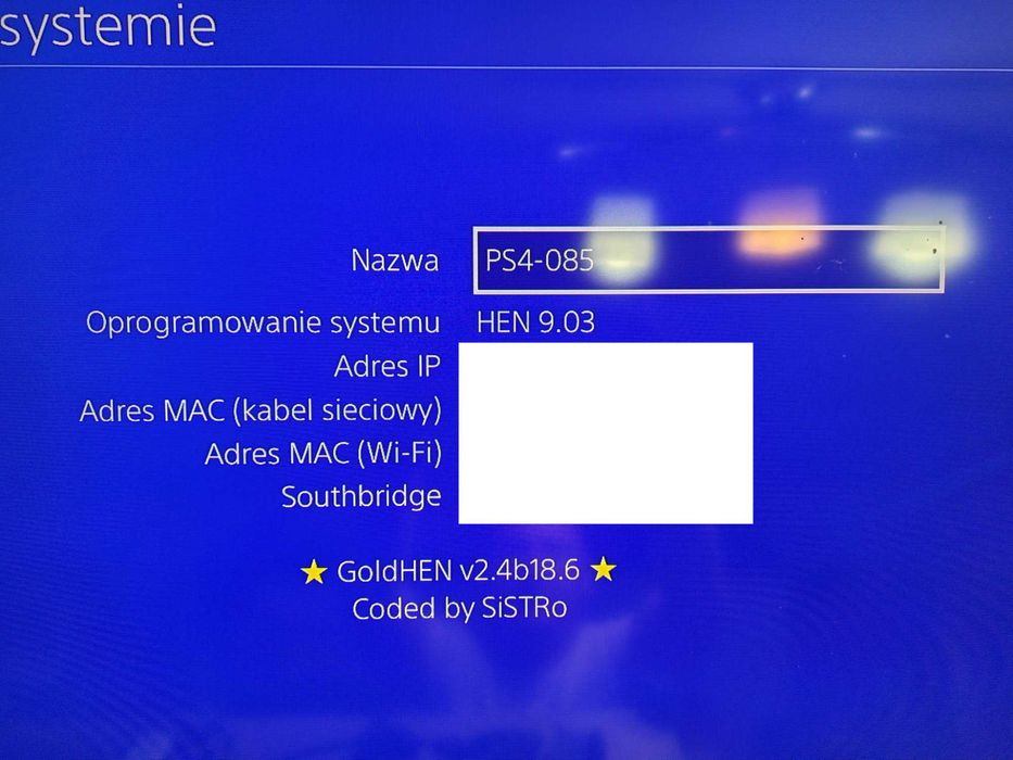GoldHen 9.03 Sony PlayStation 4 500 GB soft biała