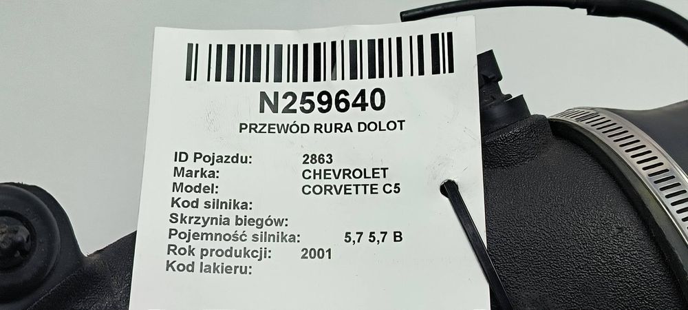 25169373 przewód rura dolot chevrolet corvette c5 5.7b 1998r.