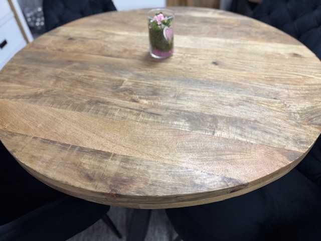 Piękny okrągły stół 120cm średnicy drzewo mango styl LOFT NOWY F-Vat