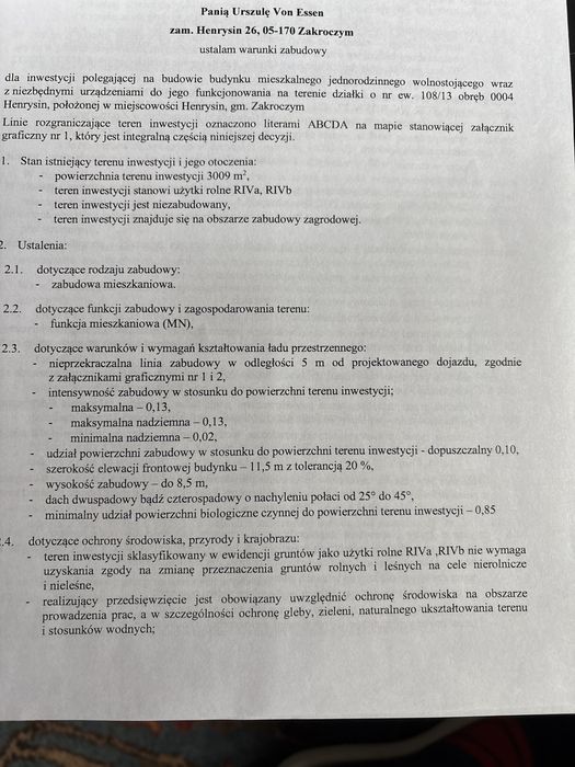 Dzialka budowlana  pod Wawa.