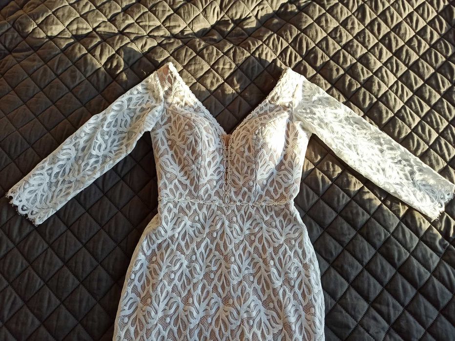 Suknia ślubna boho, minimalistyczna, koronka - 800 zł