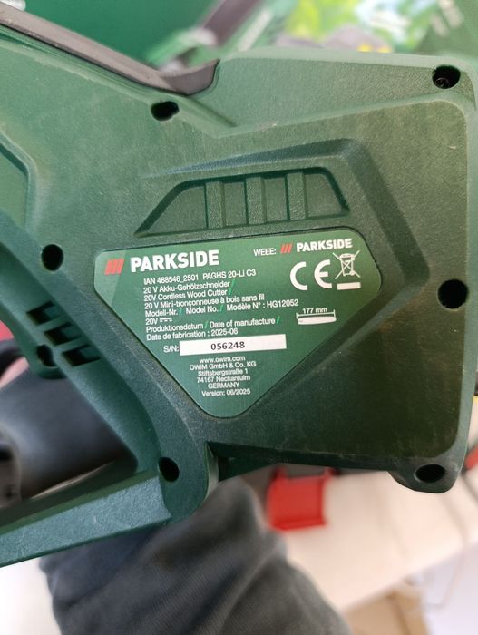 Акумуляторна пилка parkside PAGHS 20-Li C3, пила парксайд АКБ, садова