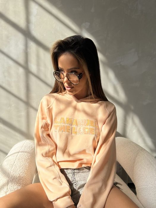 Wyprzedaż Bluza LaManuel Miami morelowa welurowa