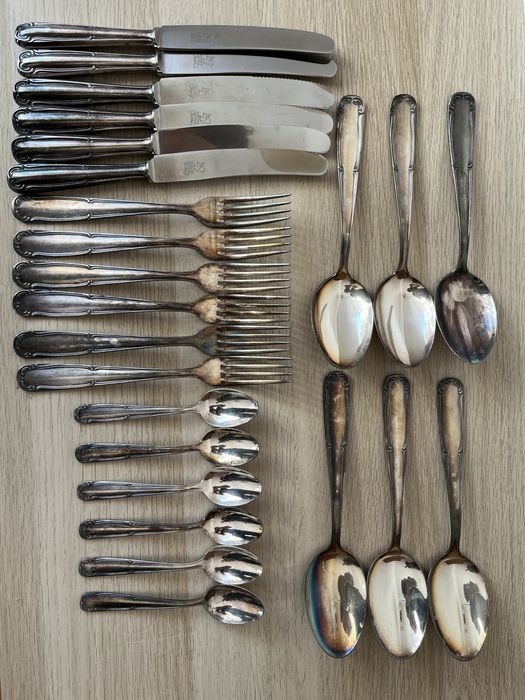 Sztućce posrebrzane Eickhorn Solingen 100, komplet 24 szt, vintage