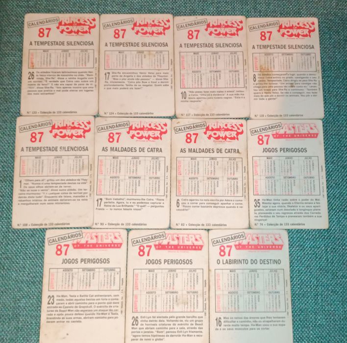Antigos 7 calendários de bolso Masters of the Universe 1987
