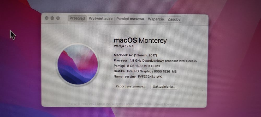 Apple MacBook Air i5 13" / 8GB / 128GB / JAK NOWY / 52 cykle ładowania