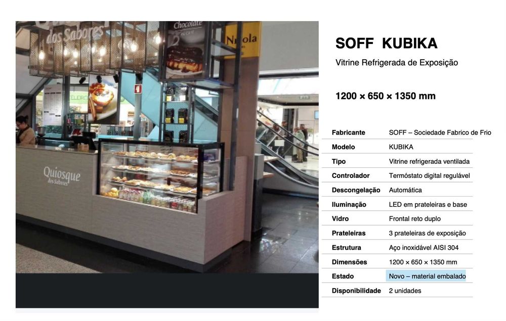 Vitrine Refrigerad KUBIKA NOVA Recta Vista Ampla 1200x650x1350mm Preta