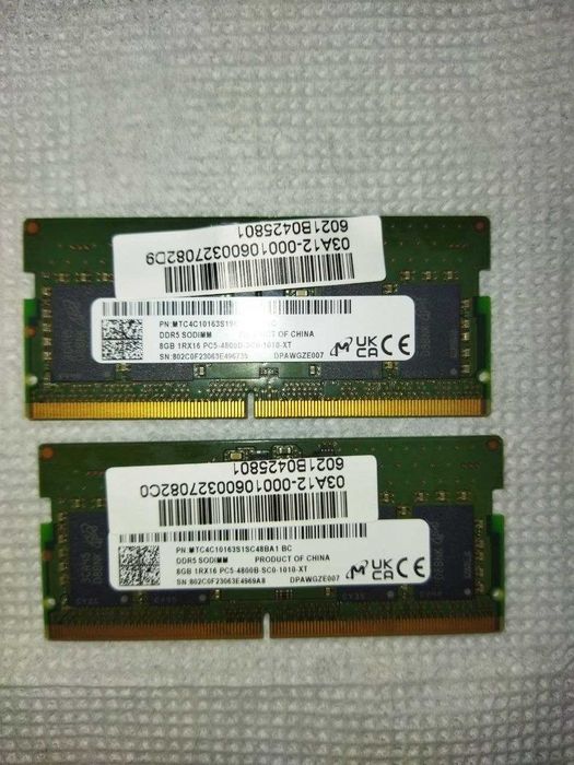 DDR5 Micron PC-4800 2x8gb для ноутбука