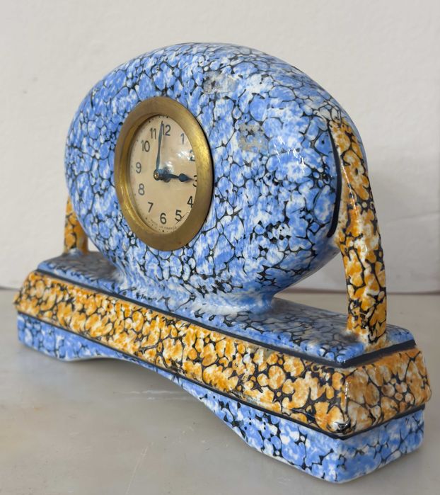 Relógio Art Deco cerâmica azul Majolique | século XX