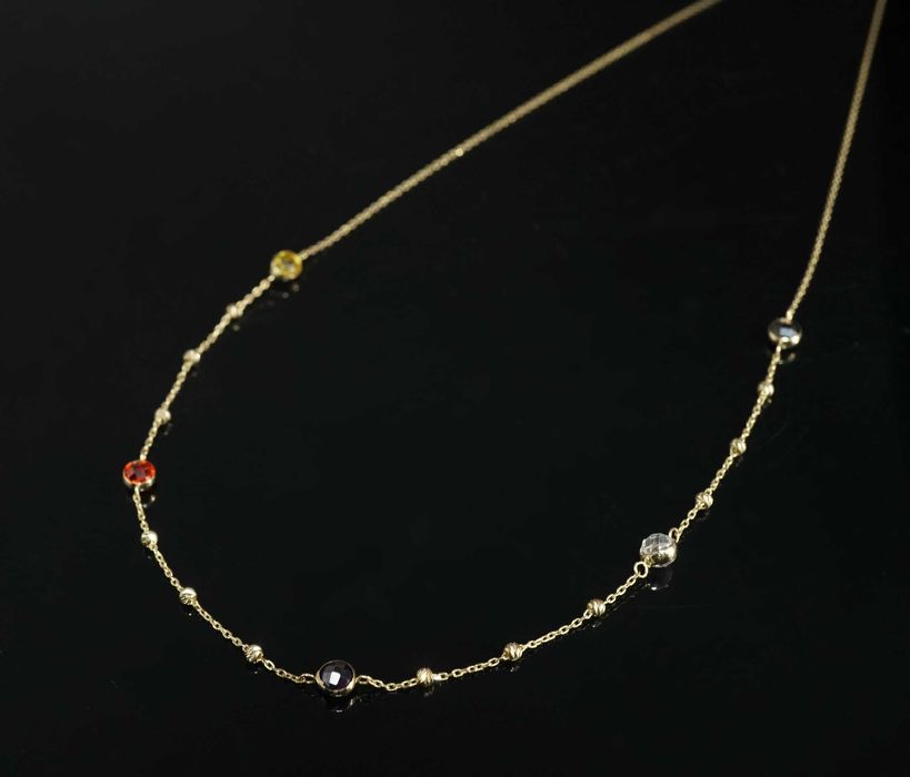 Złoto 585 - złoty łańcuszek Celebrytka z cyrkoniami