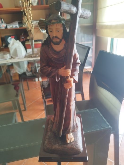 Arte sacra estátua do Senhor dos Passos em marfinite  45cm