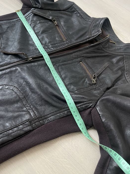 Kurtka skórzana Mango na zamek brązowa