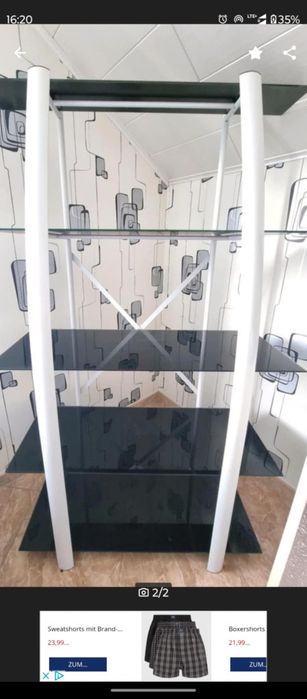 Regal szklany czarny srebrny regały 4 5 pólka