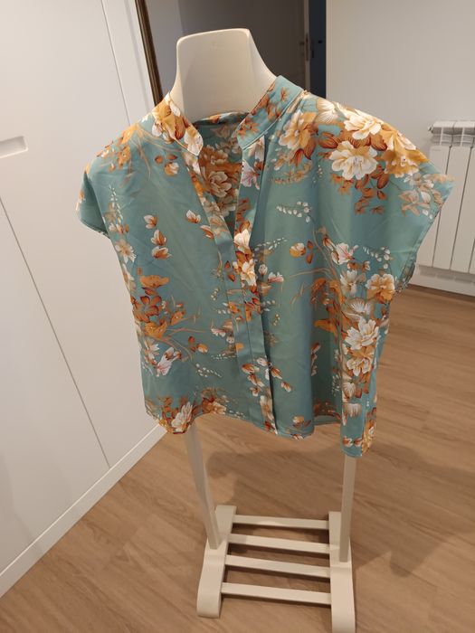 Camisa estampada floral verde L