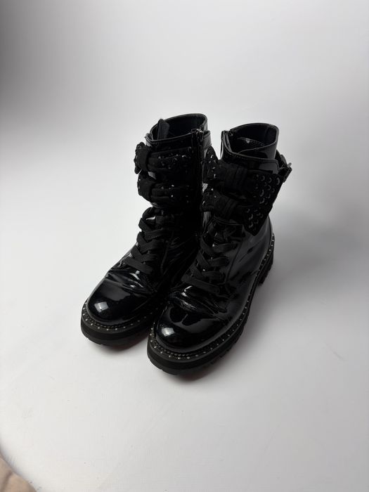 Liu Jo botki lakierowane biker 38 klamry kokardy gruba podeszwa