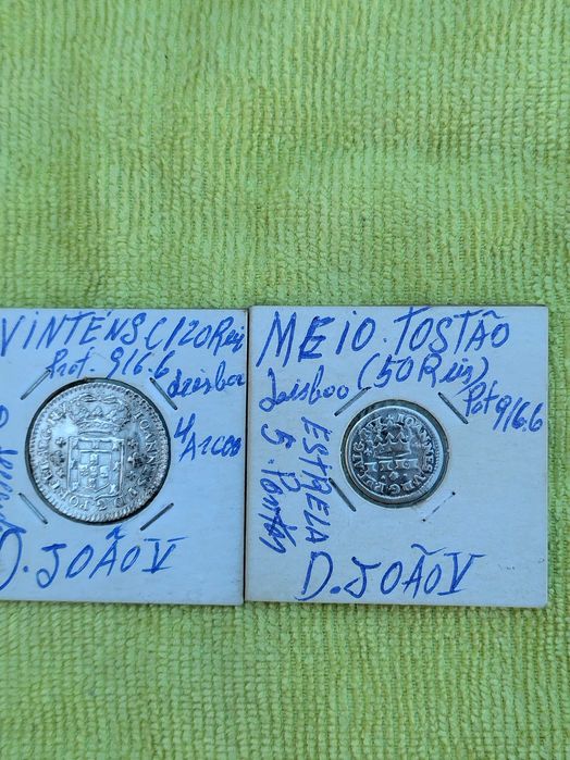 Vintém ,Meio Tostão (50 Réis) Prata 916.6 e 6 vinténs  Lisboa